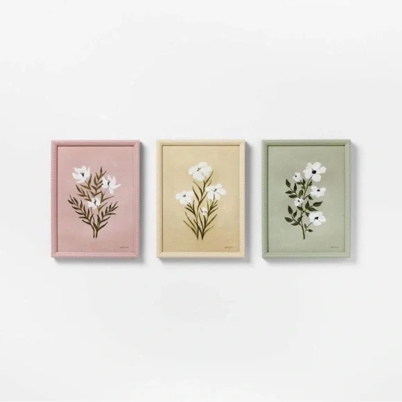 NWT (Set of 3) 12"x16" Flower Framed Arts - Threshold designed with Studio McGee - Picture 2 of 4